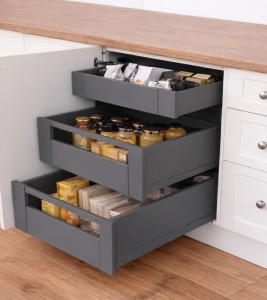 INTERNAL BLUM LEGRABOX PURE Soft Close 3 Kitchen Drawer Pack (1 x shallow 2 x deep) Metal Fronts