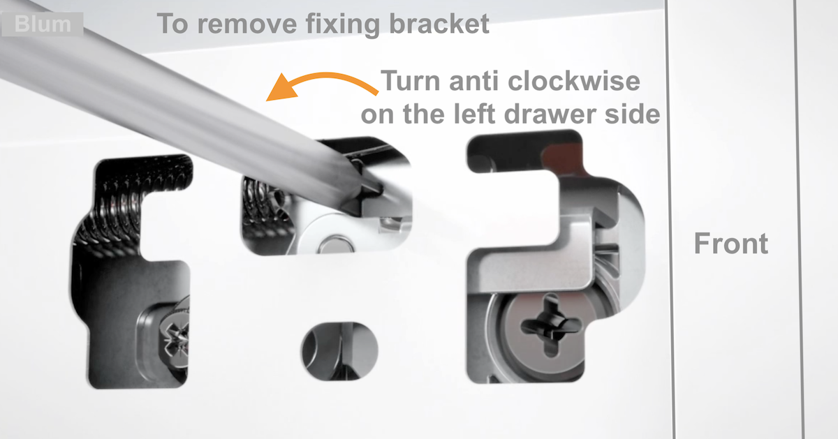 How to remove drawer fixing bracket